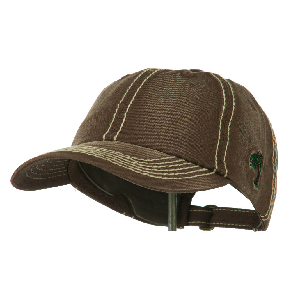 Heavy Washed Cap with Thick Stitch - Brown OSFM