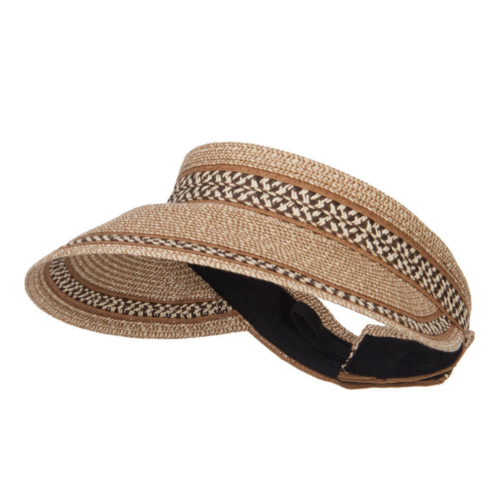 UPF 50+ Herringbone Braid Rollable Visor - Brown Tweed OSFM