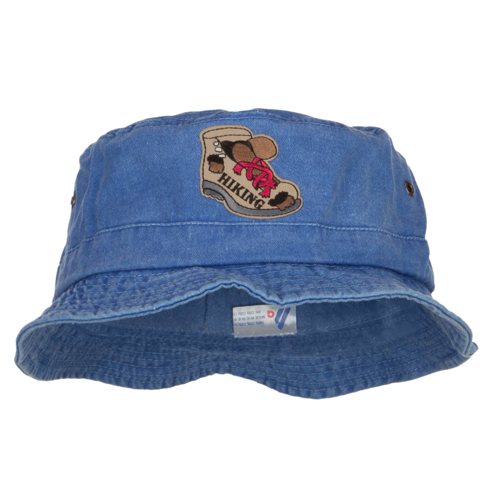 Hiking Shoes Patched Washed Bucket Hat - Royal S-M