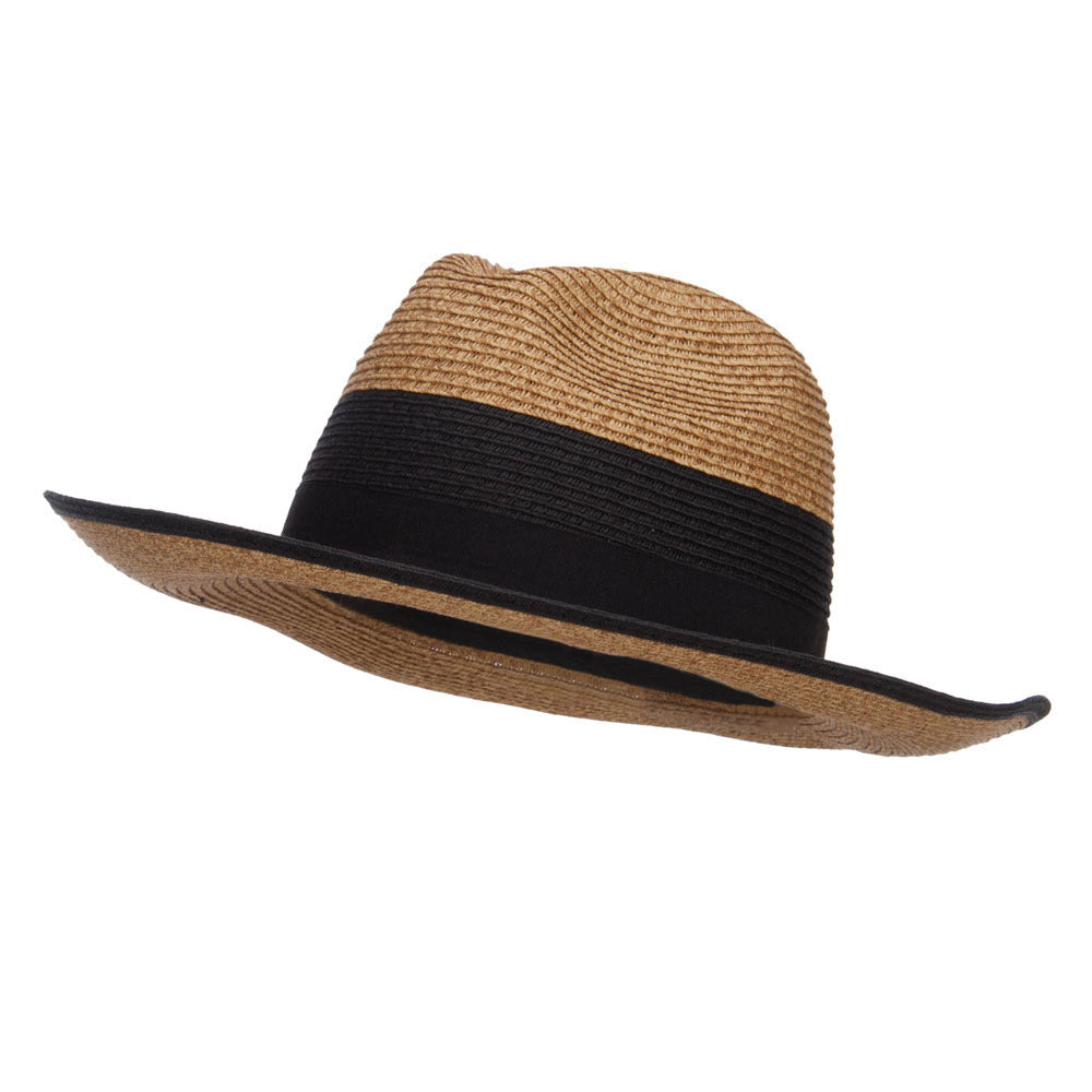 Wide Brim Paper Braid Panama Hat - Black OSFM