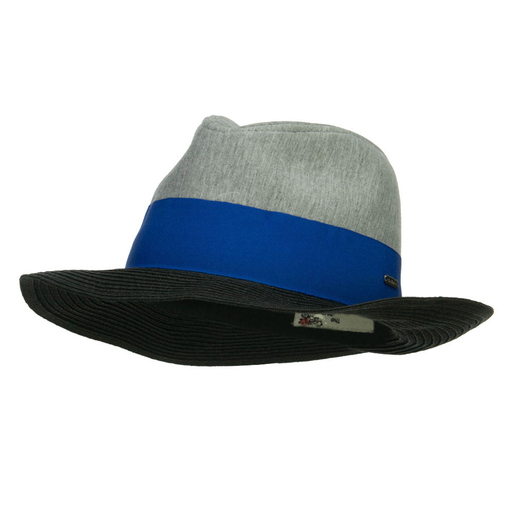 Jersey Fabric Floppy Brim Panama Hat - Navy OSFM