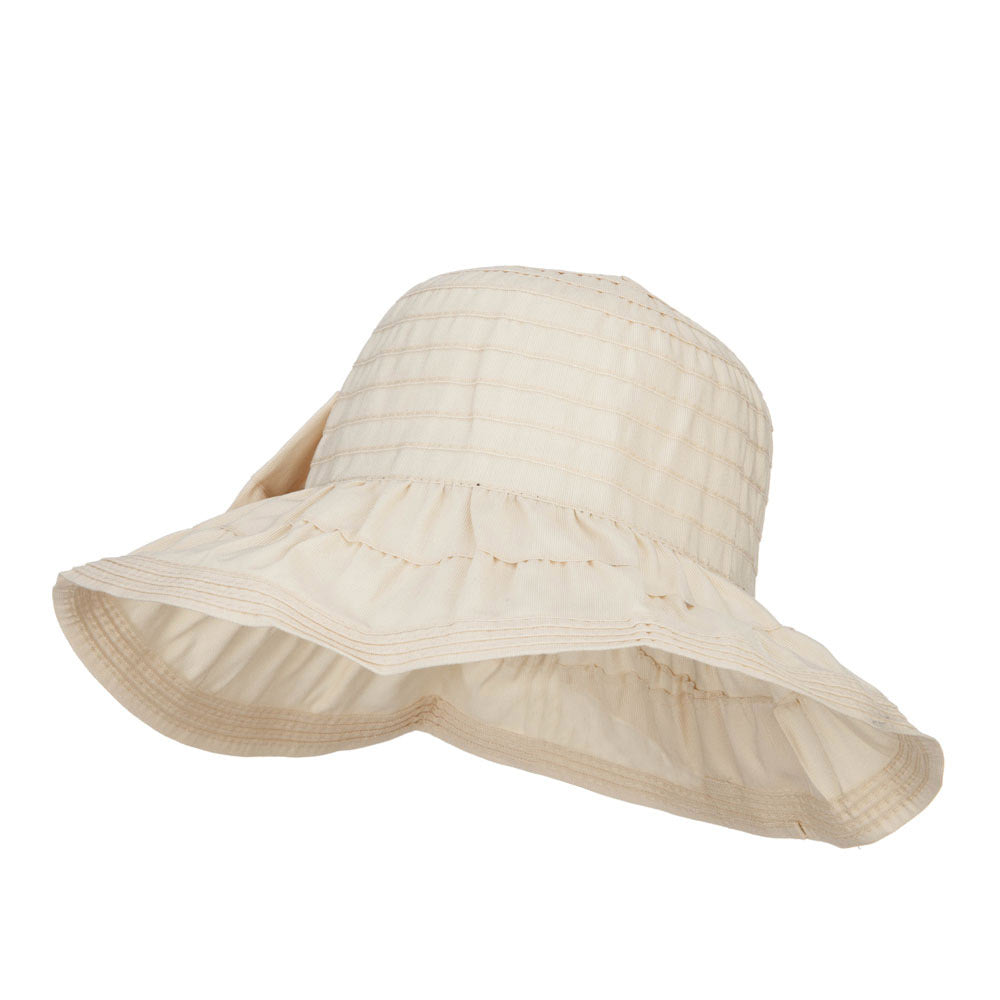 Women&#039;s Ribbon Accent Crushable Hat - Cream OSFM