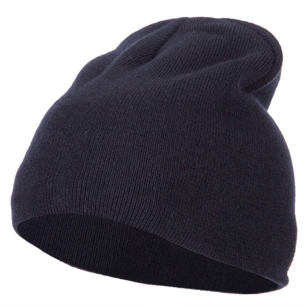 Big Size 8 Inch New Solid Color Short Beanie - Navy XL-3XL