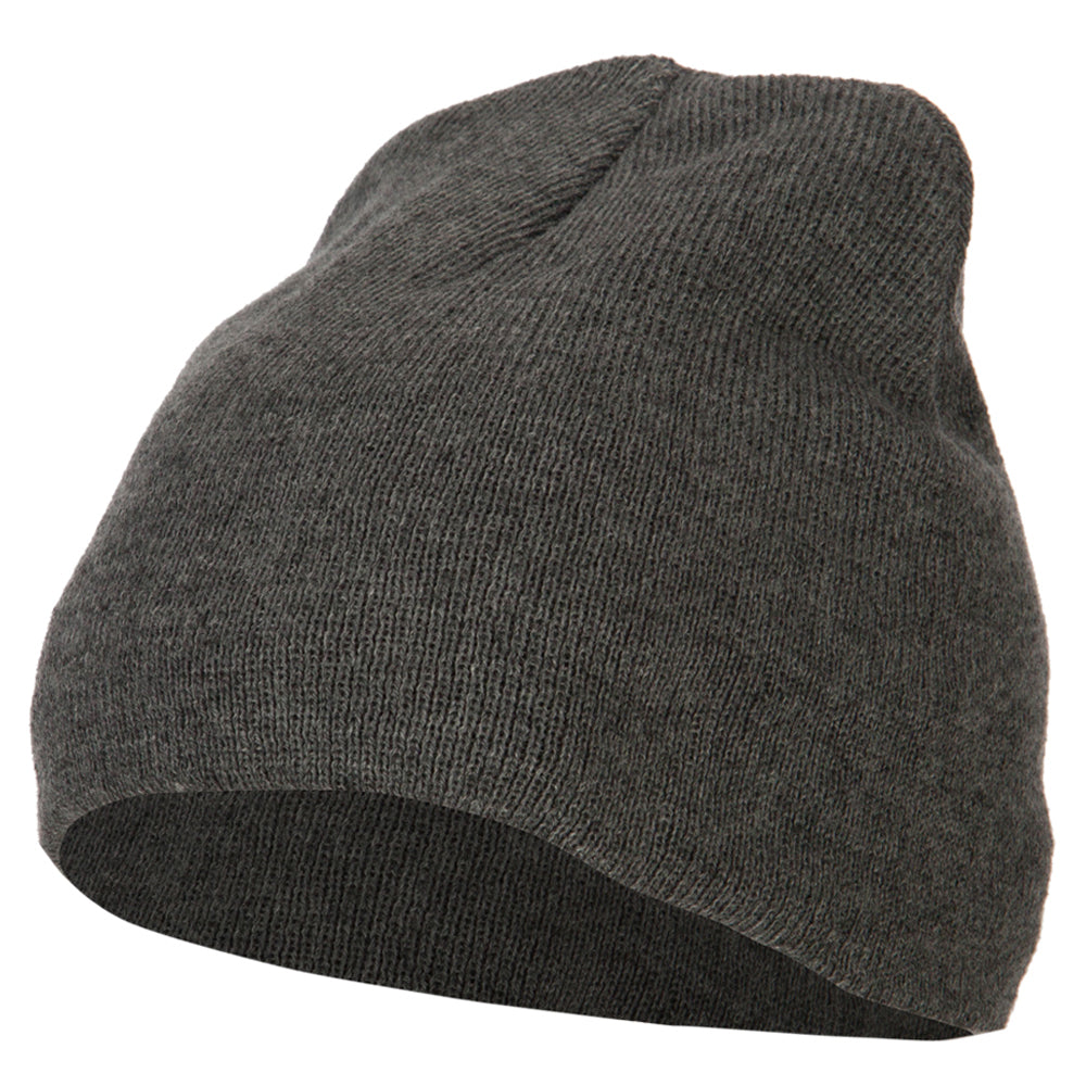 Big Size 8 Inch New Solid Color Short Beanie - Charcoal XL-3XL