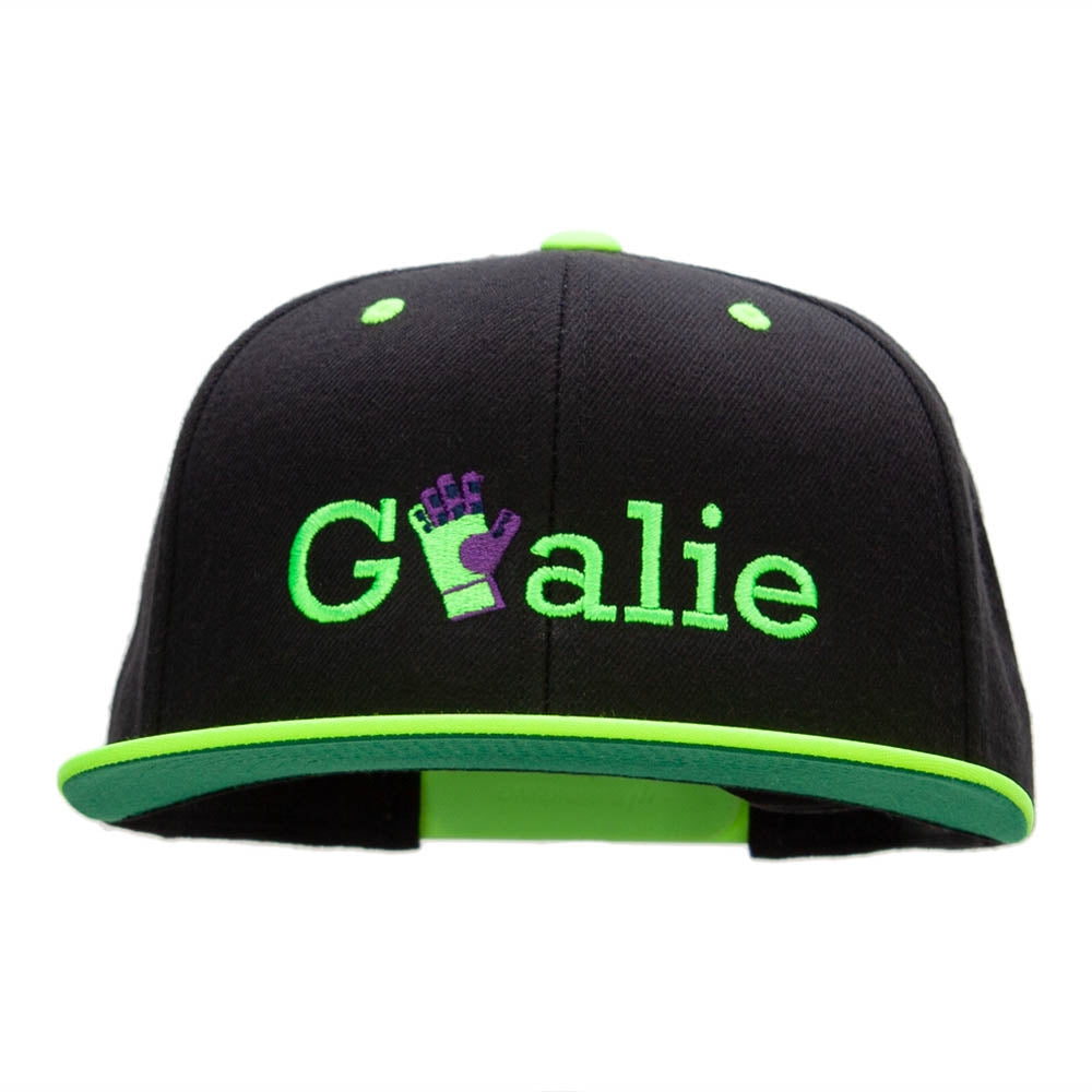 Goalie Embroidered Wool Blend Classic Snapback - Black Neon Green OSFM