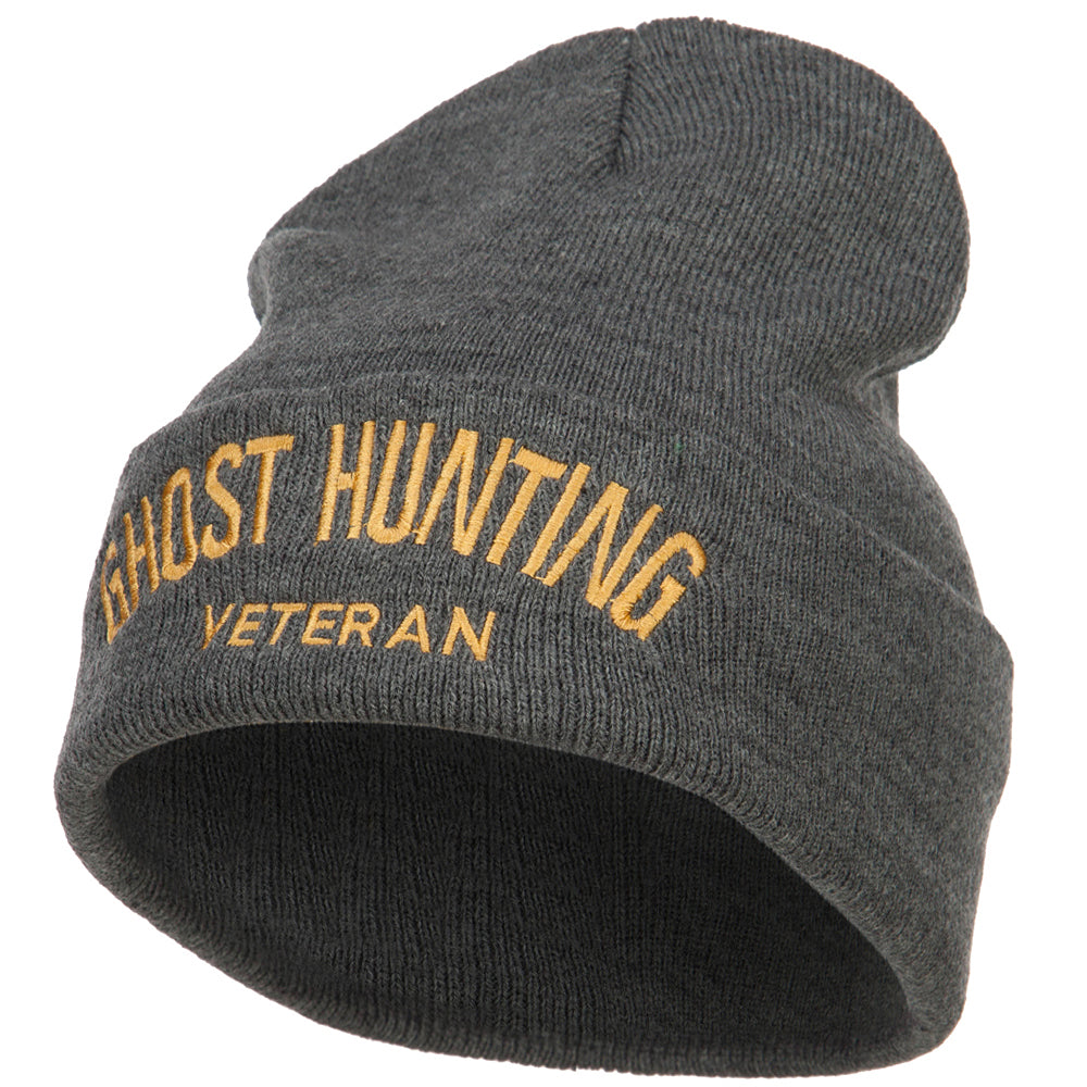 Ghost Hunting Veteran Embroidered Long Beanie - Dk Grey OSFM