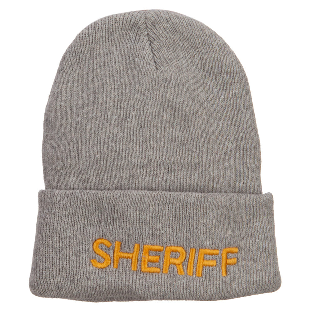 Sheriff Embroidered Oversize Cotton Long Beanie - Grey XL-3XL