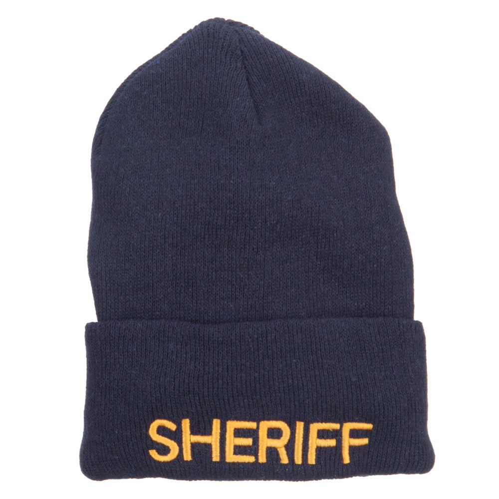Sheriff Embroidered Oversize Cotton Long Beanie - Navy XL-3XL