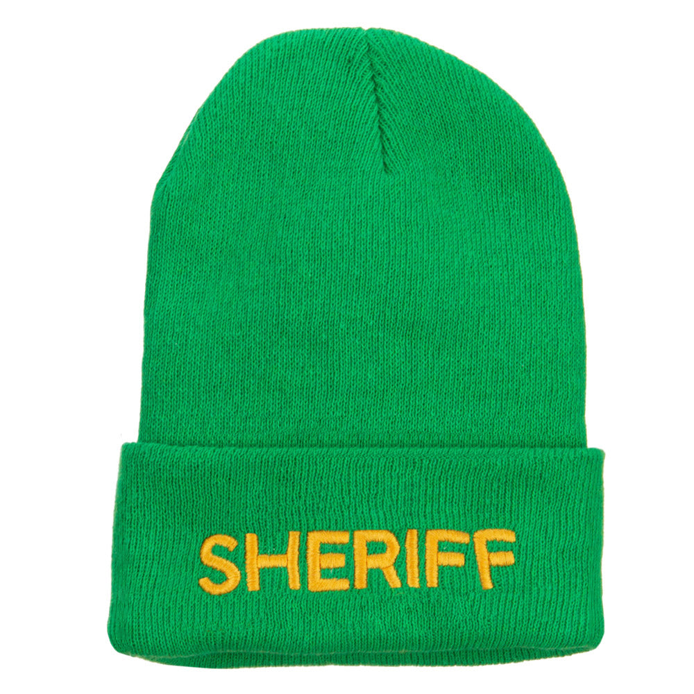 Sheriff Embroidered Oversize Cotton Long Beanie - Kelly XL-3XL