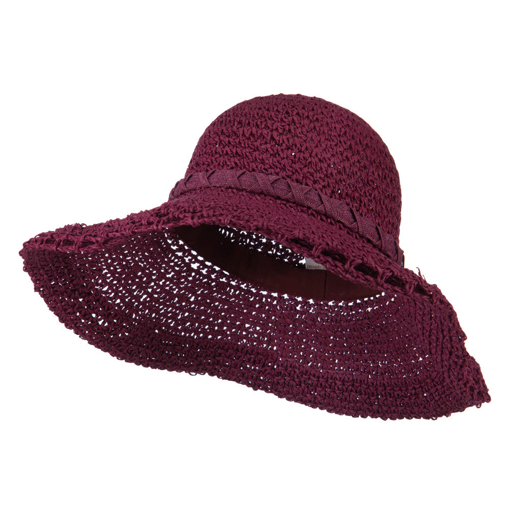 Handmade Crocheted Roll Up Hat - Berry OSFM