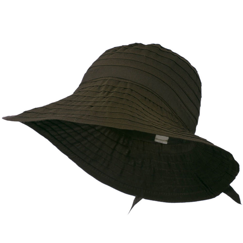 Women&#039;s Bucket Shaped Hat with Ribbon - Brown OSFM