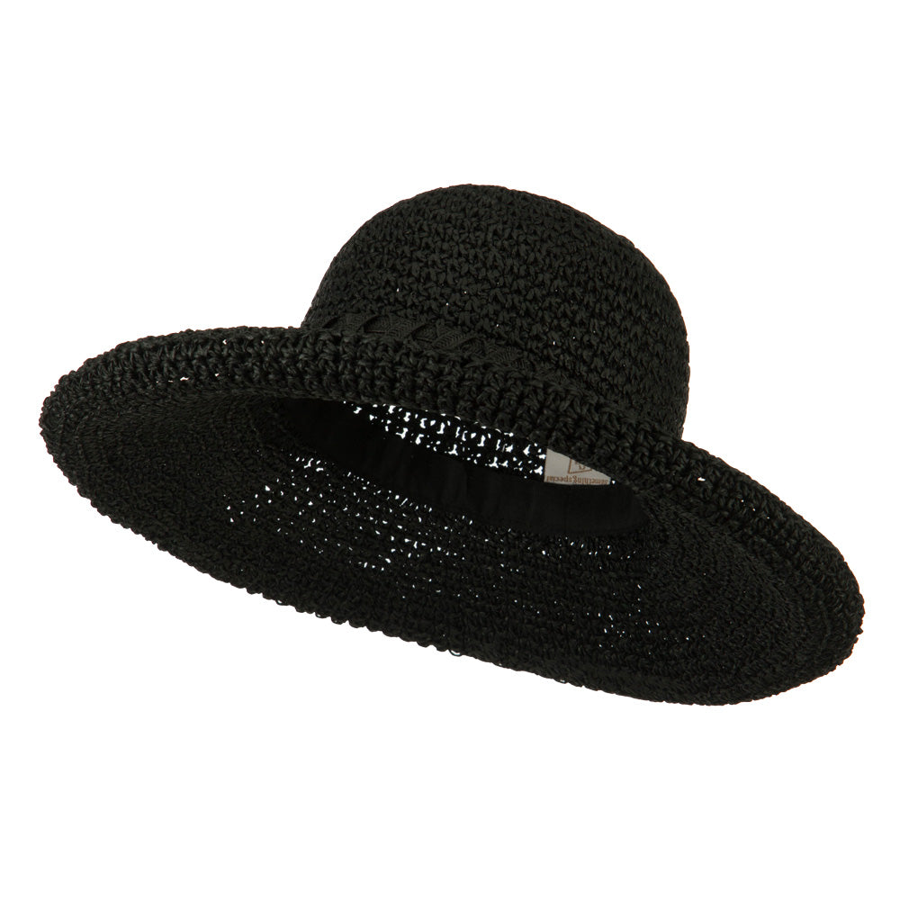 Handmade Crocheted Roll Up Hat - Black OSFM