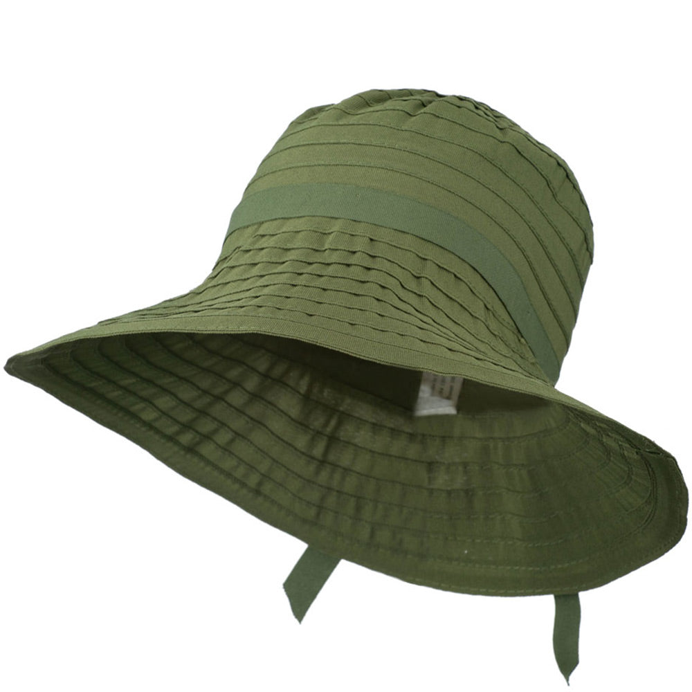 Women&#039;s Bucket Shaped Hat with Ribbon - Olive OSFM