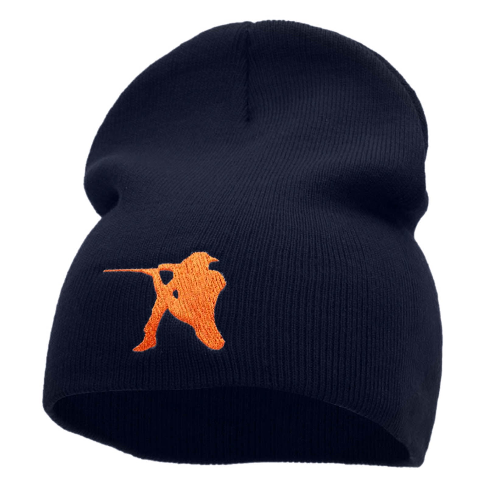 Hunter Taking A Shot Embroidered 8 Inch Short Beanie - Navy OSFM