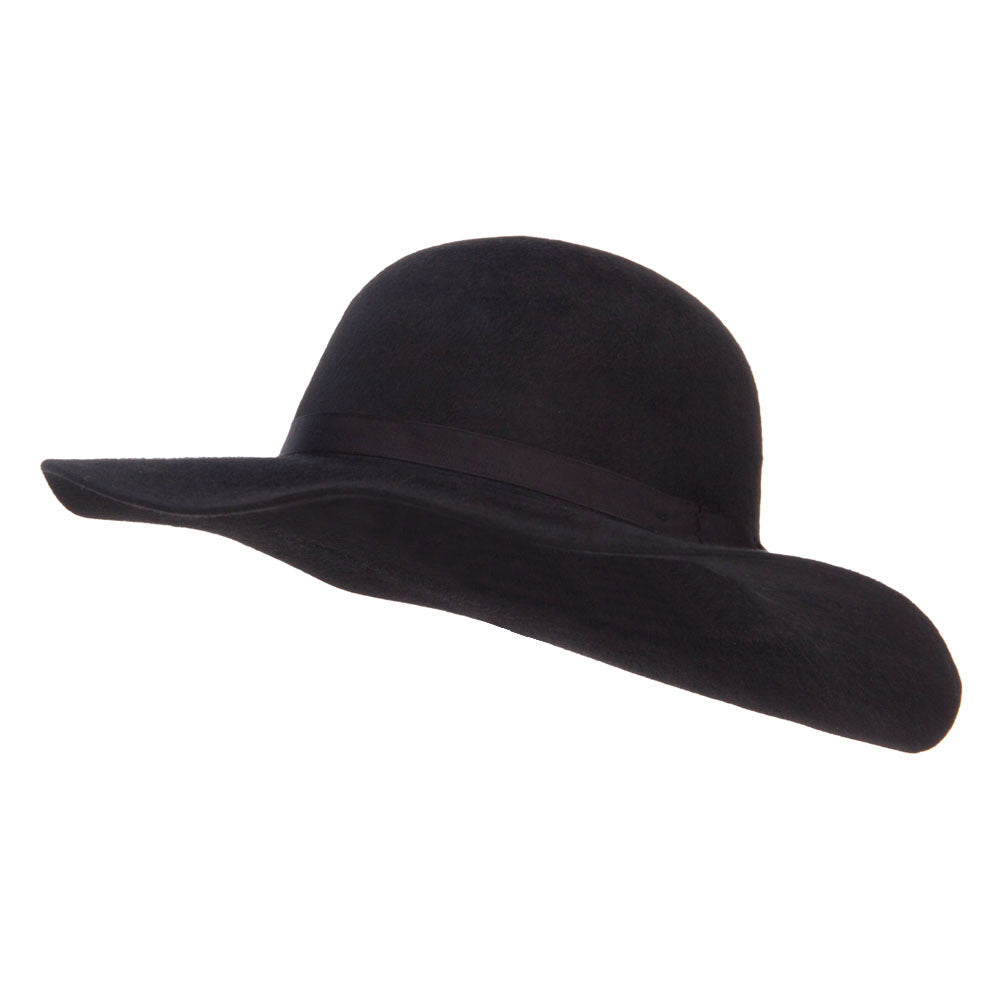 Women&#039;s Brushed Wool Floppy Wide Brim Hat - Black OSFM