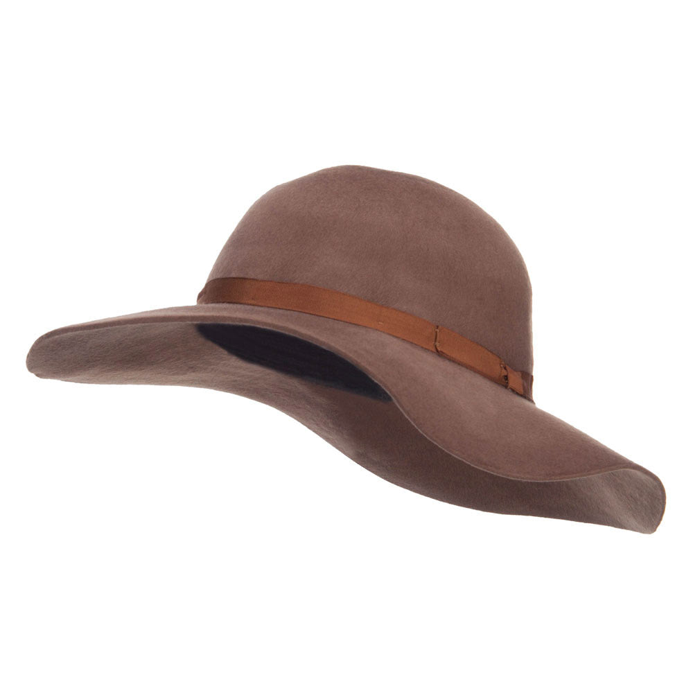 Women&#039;s Brushed Wool Floppy Wide Brim Hat - Brown OSFM