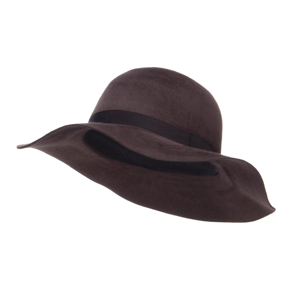 Women&#039;s Brushed Wool Floppy Wide Brim Hat - Plum OSFM