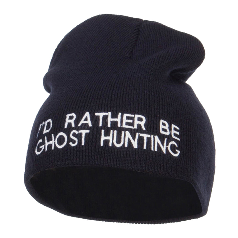I&#039;d Rather Be Ghost Hunting Short Beanie - Navy OSFM