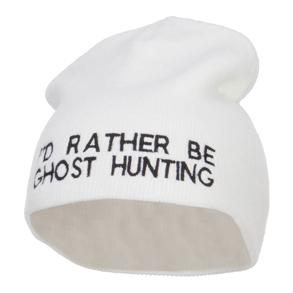 I&#039;d Rather Be Ghost Hunting Short Beanie - White OSFM