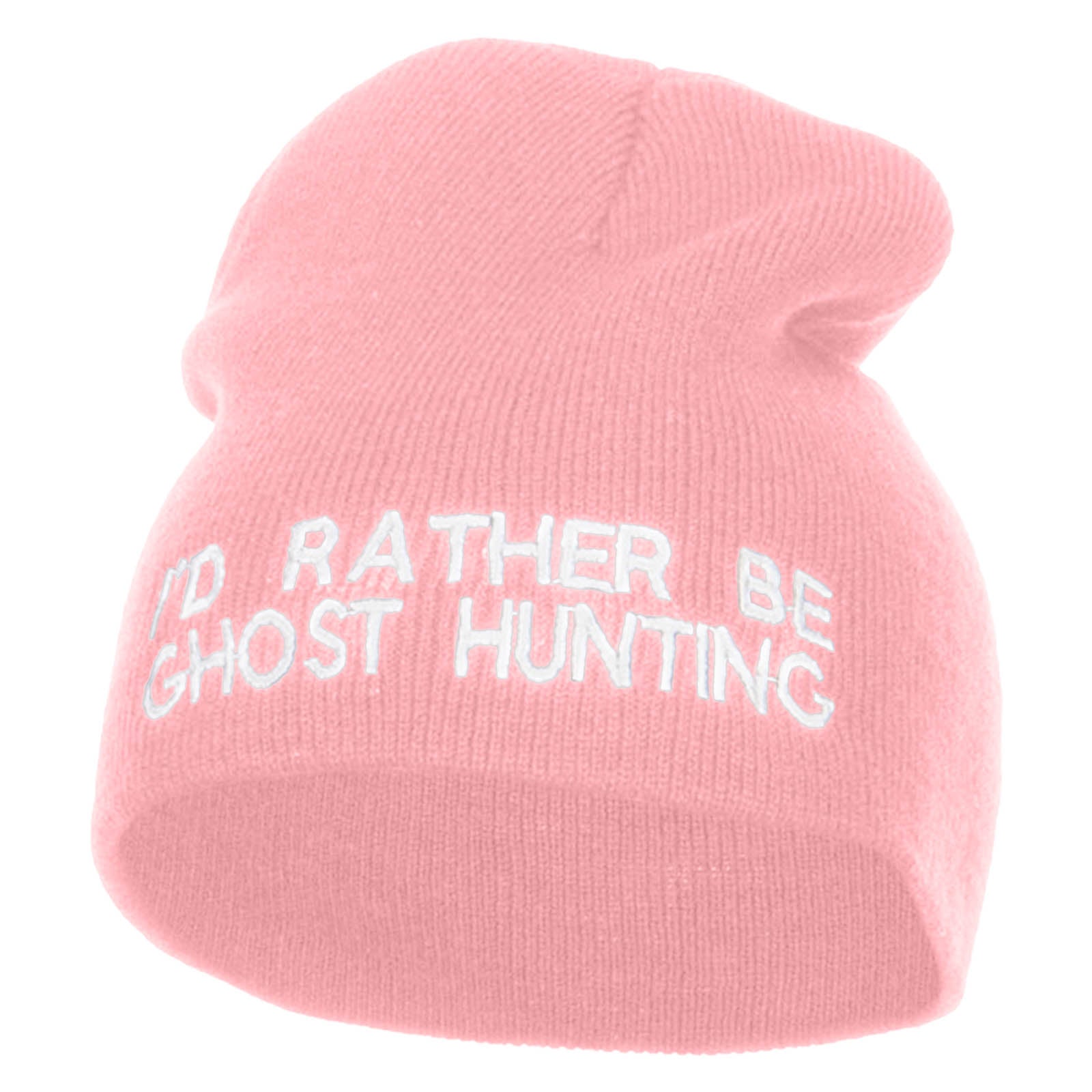 I&#039;d Rather Be Ghost Hunting Short Beanie - Pink OSFM