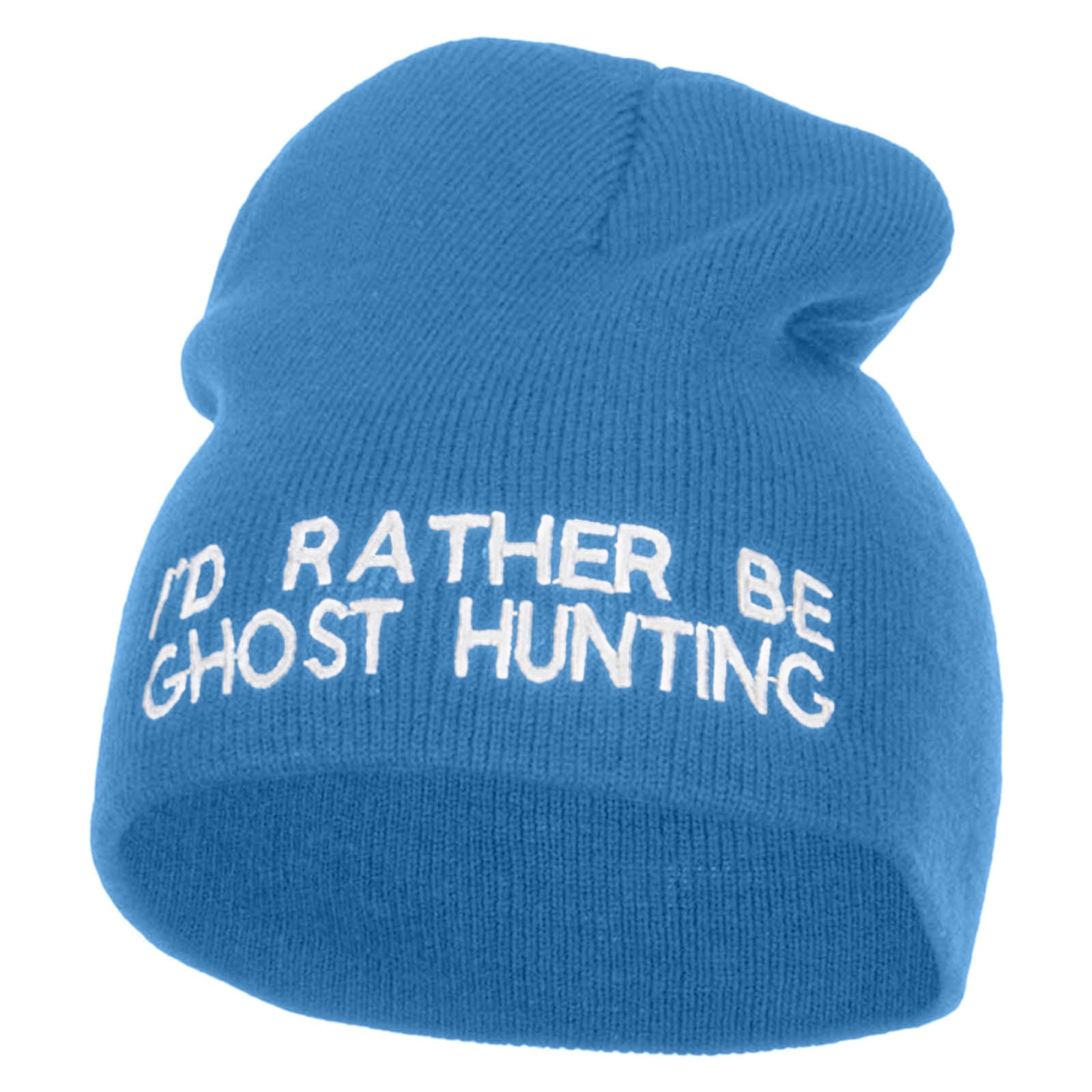 I&#039;d Rather Be Ghost Hunting Short Beanie - Sky Blue OSFM