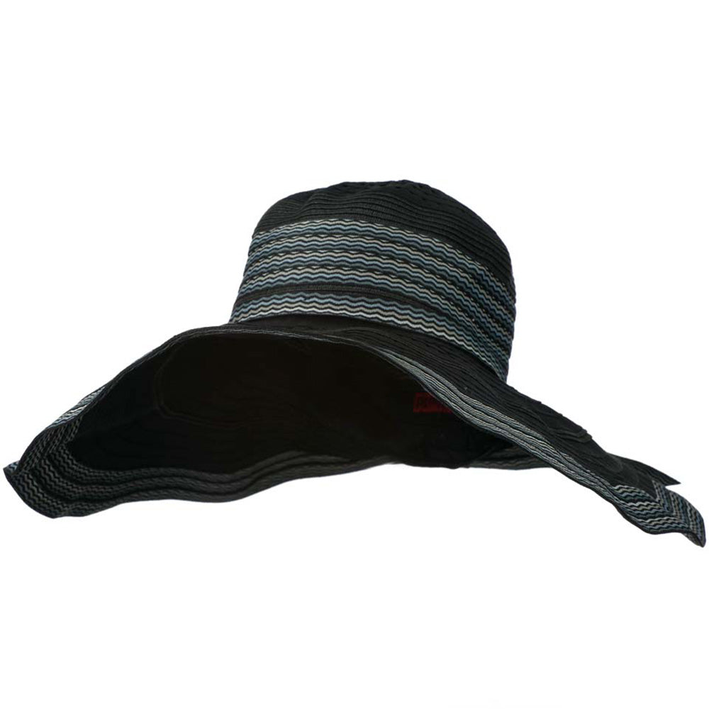 Women&#039;s Hat with Wave Design Ribbon - Black OSFM