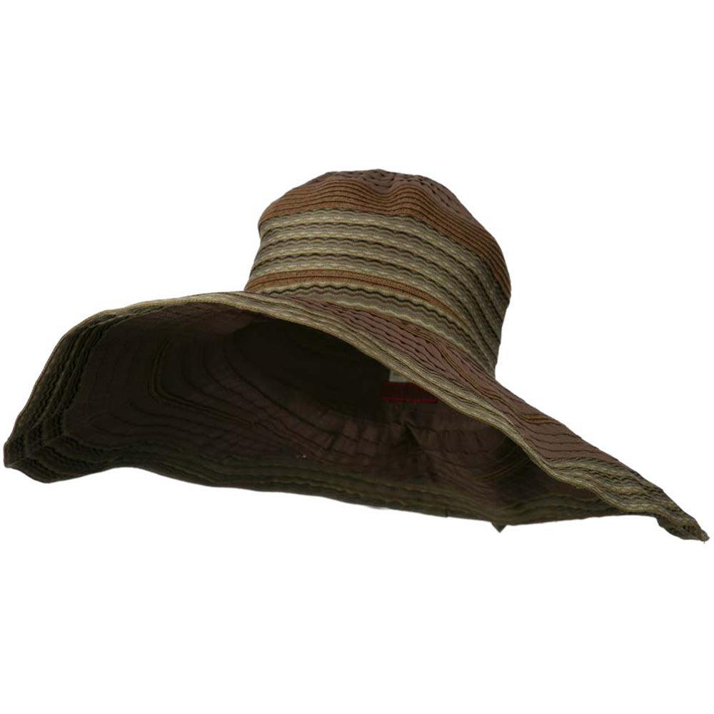 Women&#039;s Hat with Wave Design Ribbon - Chocolate OSFM