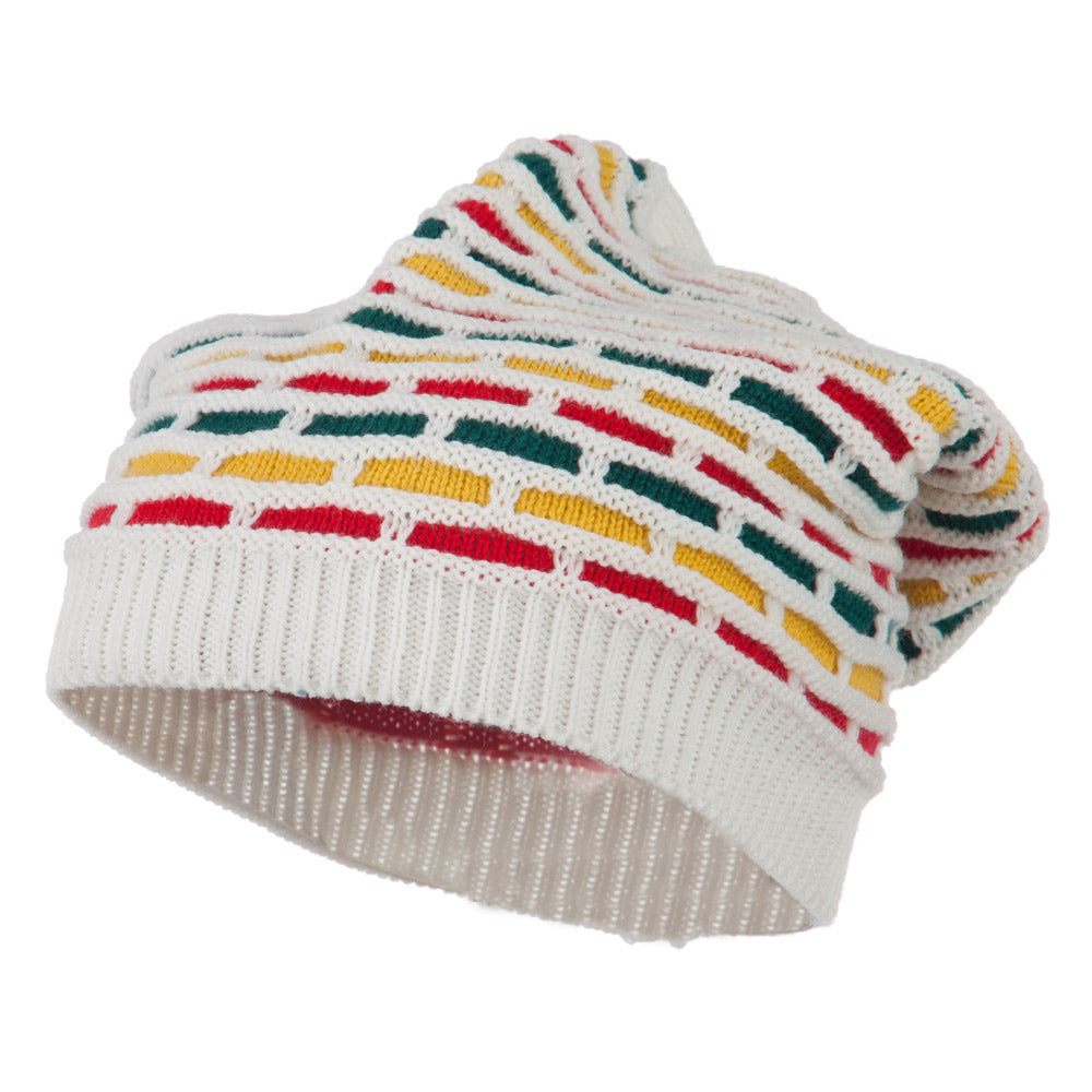 Big Size New Rasta Honey Deep Beanie - White XL-3XL