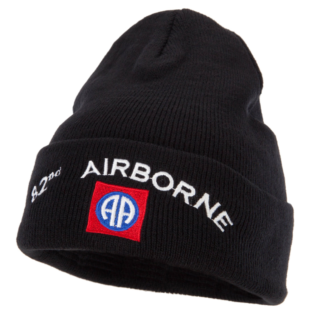 82nd Airborne Logo Embroidered Long Beanie - Black OSFM