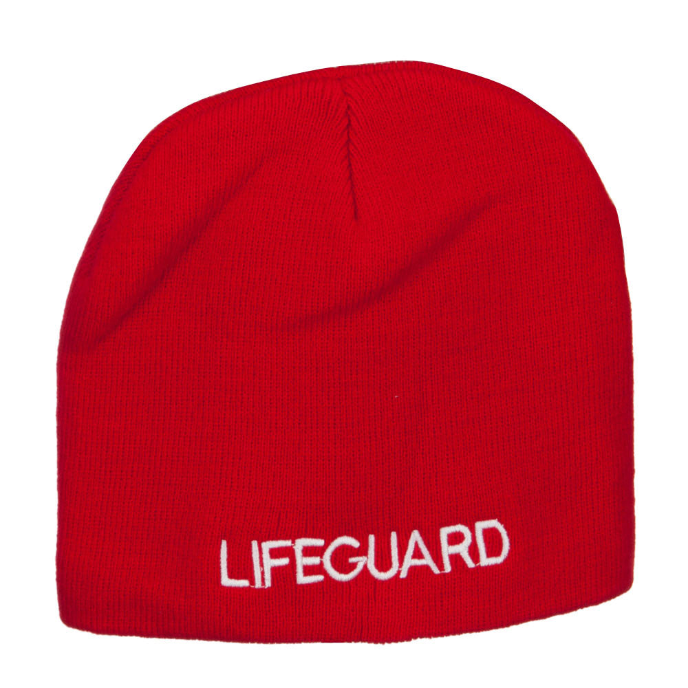 Lifeguard Embroidered Short Beanie - Red OSFM