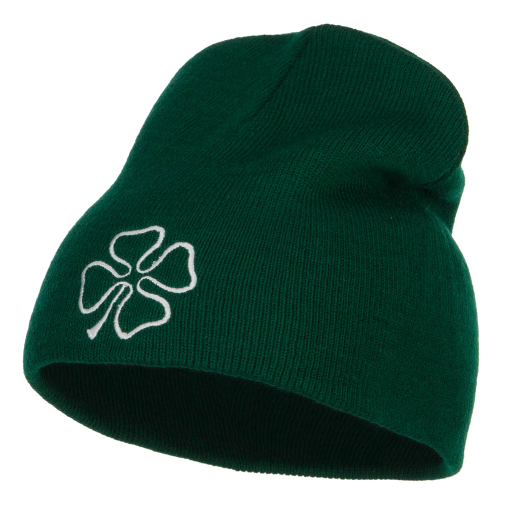 Irish Clover Embroidered Short Beanie - Dk Green OSFM