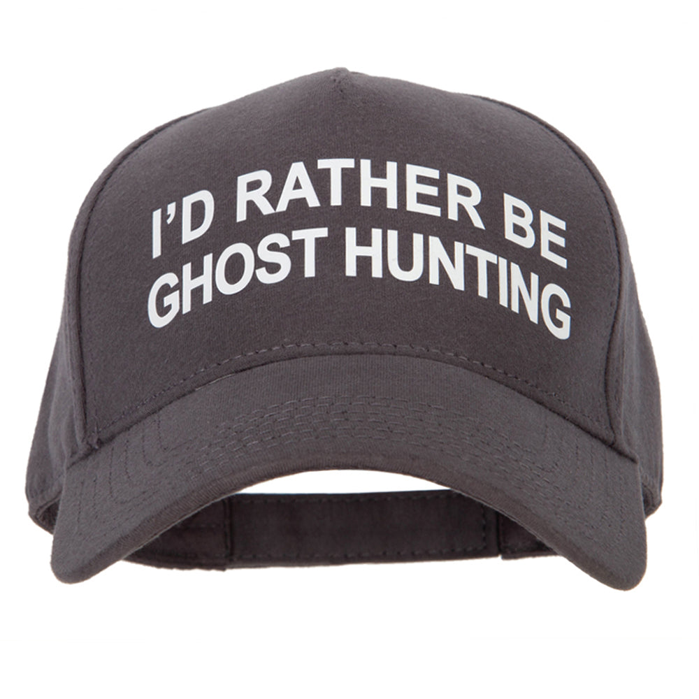 I&#039;d Rather Be Ghost Hunting Heat Transfer 5 Panel Cotton Jersey Knit Cap - Charcoal OSFM