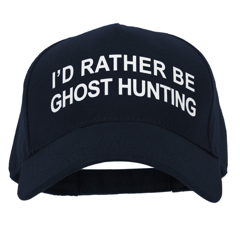 I&#039;d Rather Be Ghost Hunting Heat Transfer 5 Panel Cotton Jersey Knit Cap - Navy OSFM