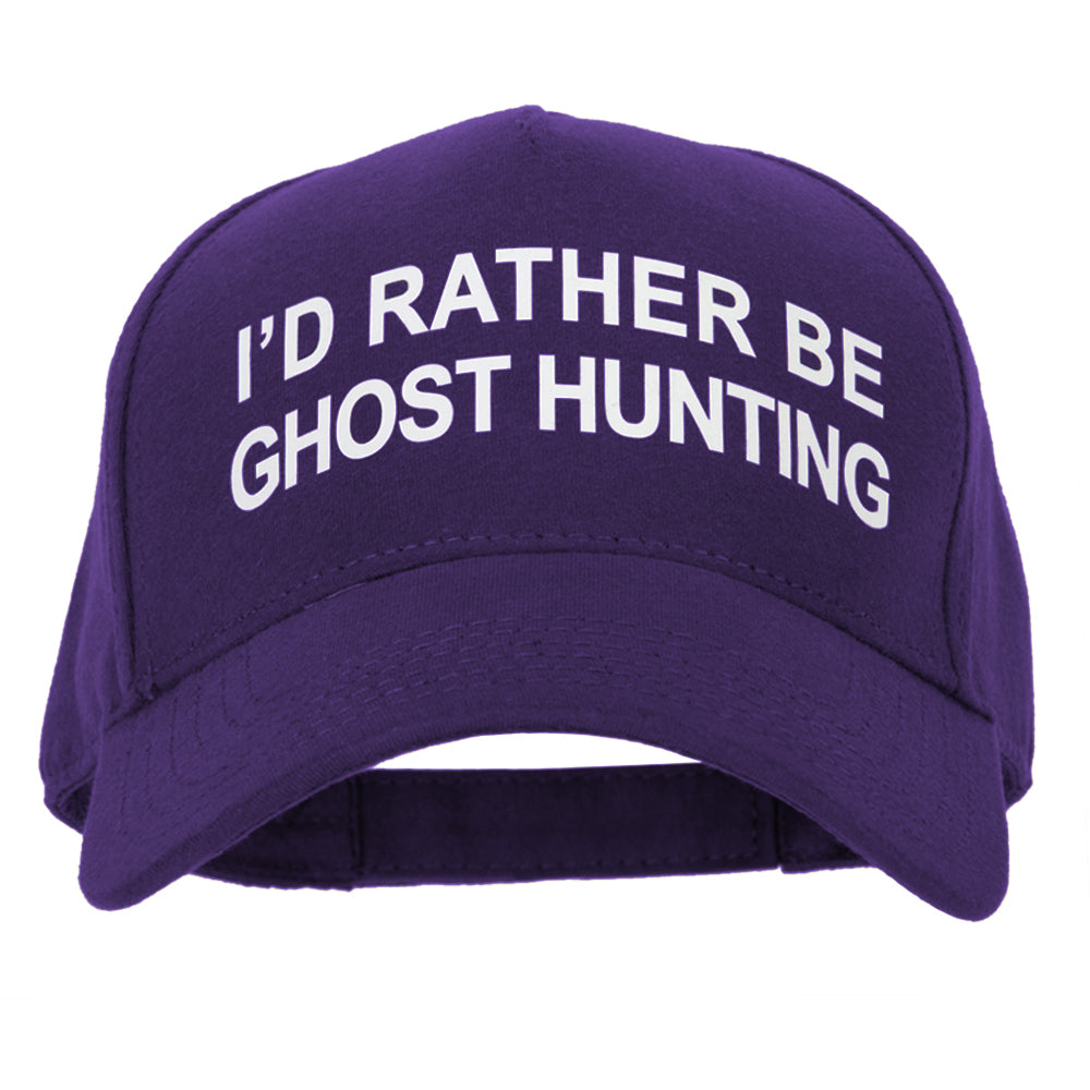 I&#039;d Rather Be Ghost Hunting Heat Transfer 5 Panel Cotton Jersey Knit Cap - Purple OSFM