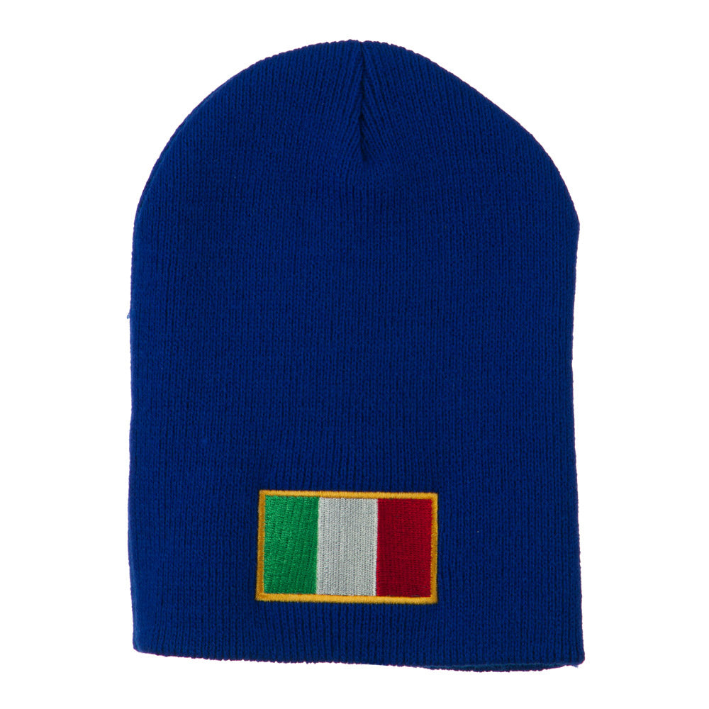 Europe Italy Flag Embroidered Short Beanie - Royal OSFM