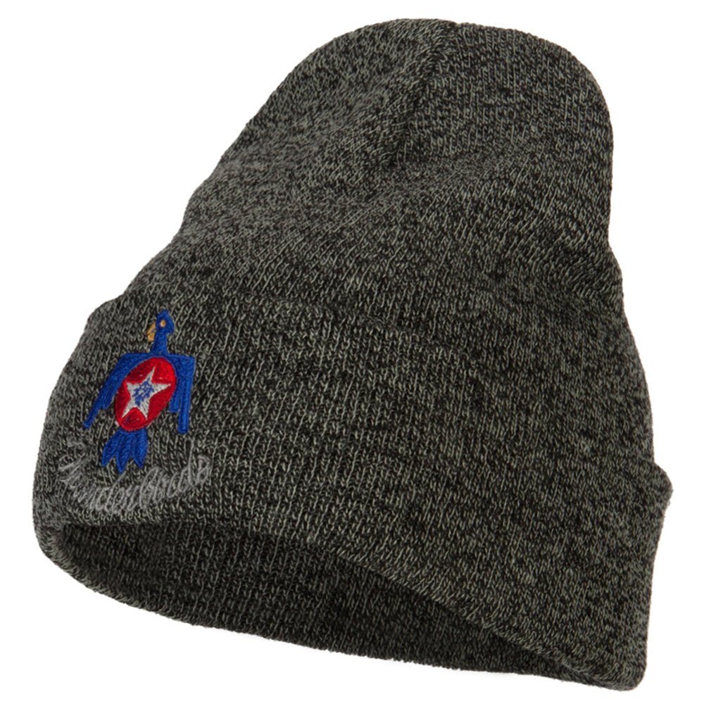 US Air Force Thunderbirds Embroidered Long Knitted Beanie - Black Marled OSFM