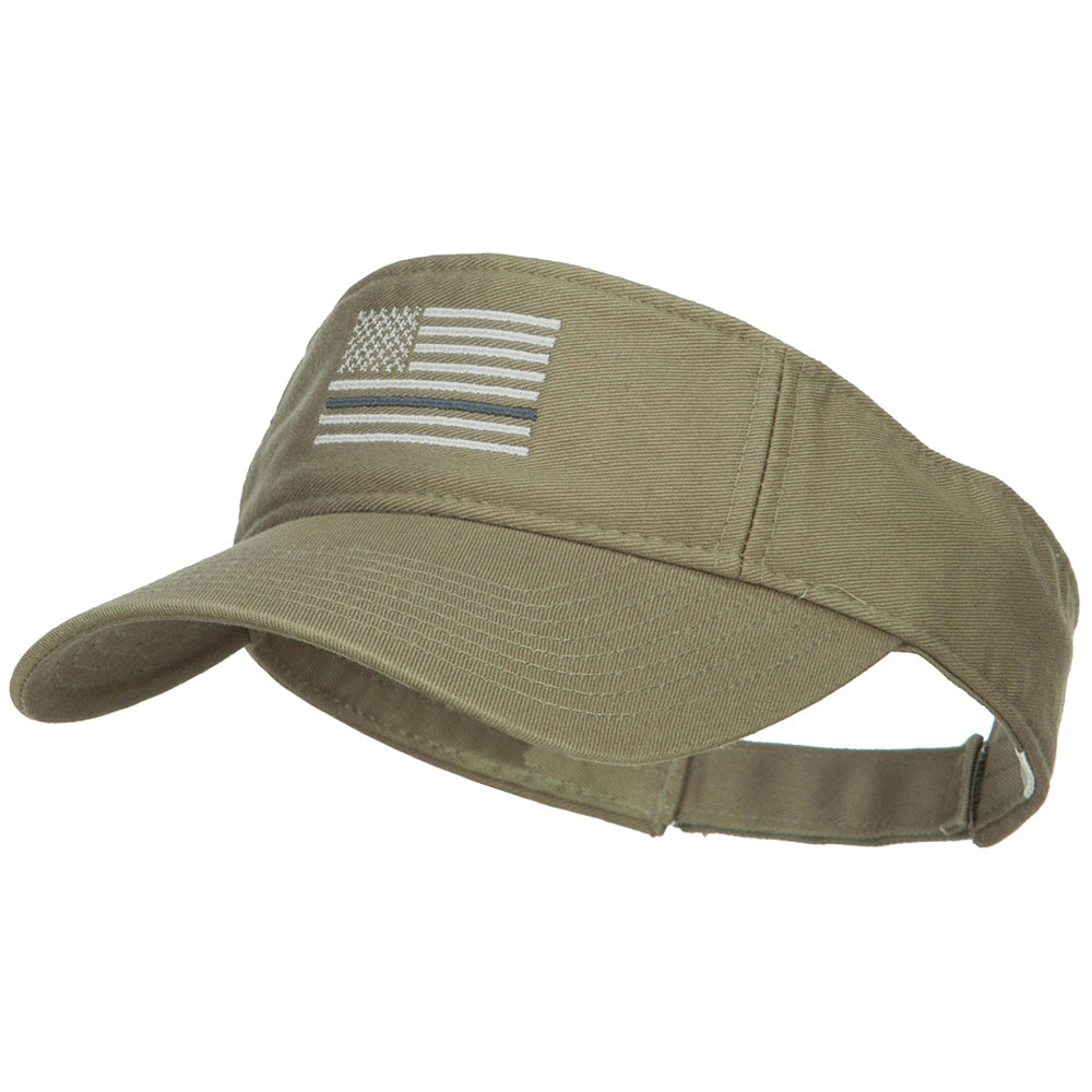 Thin Grey Line American Flag Embroidered Visor - Olive OSFM