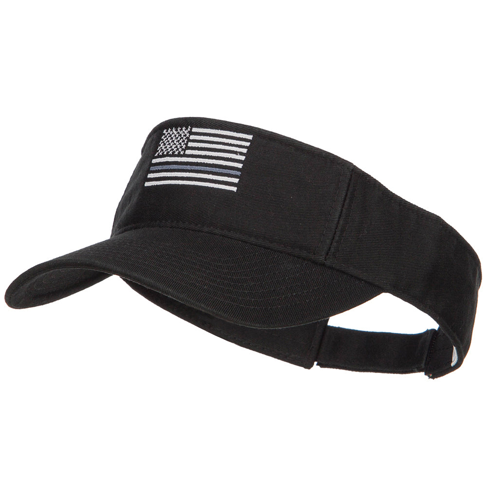 Thin Grey Line American Flag Embroidered Visor - Black OSFM