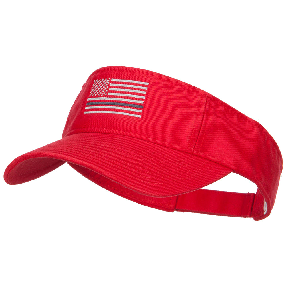 Thin Grey Line American Flag Embroidered Visor - Red OSFM