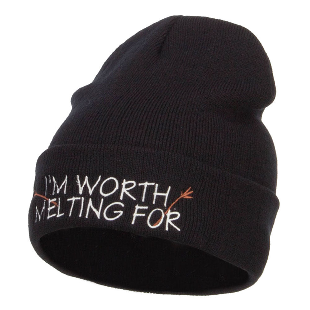 I&#039;m Worth Melting For Embroidered Beanie - Black OSFM