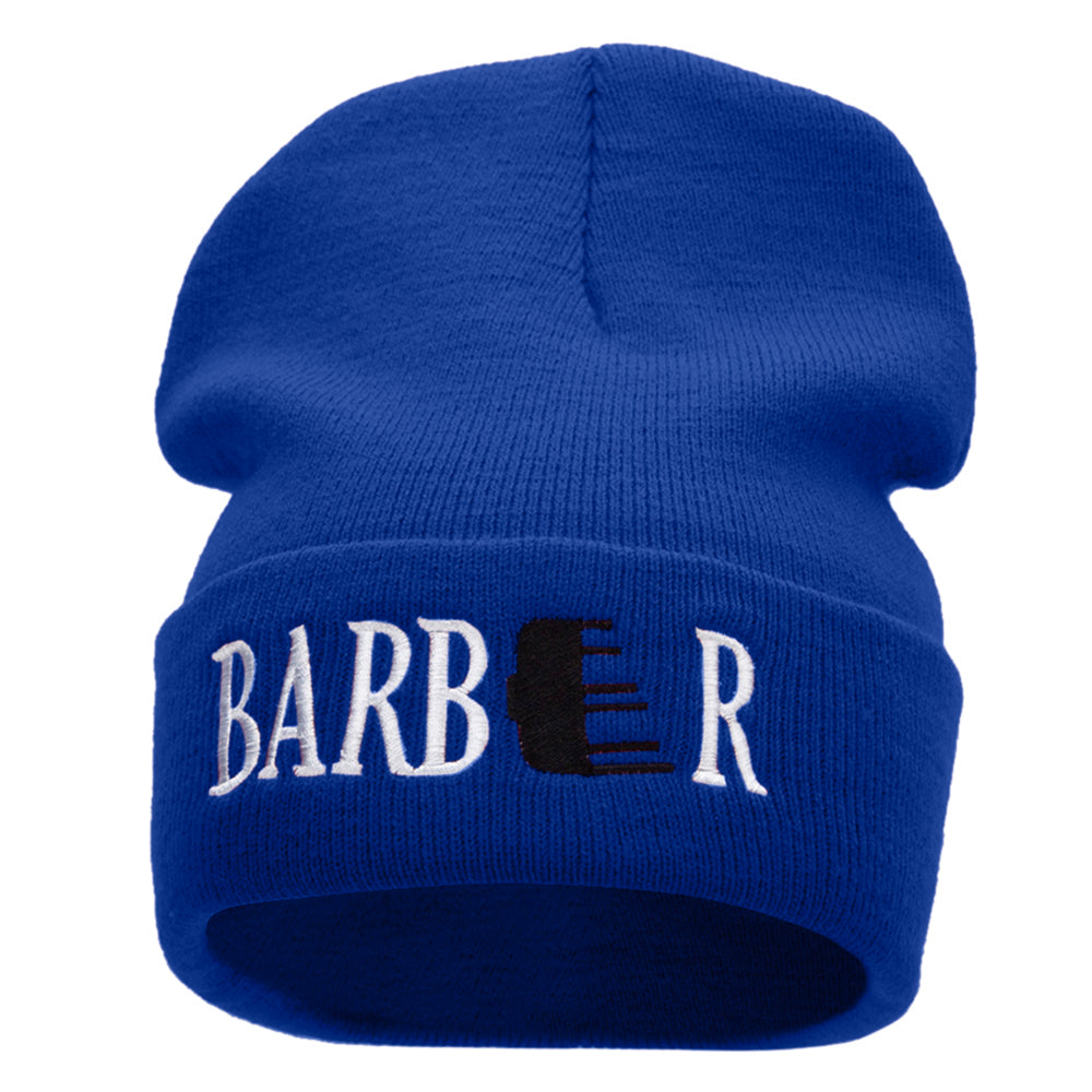 Barber Embroidered 12 Inch Long Knitted Beanie - Royal OSFM