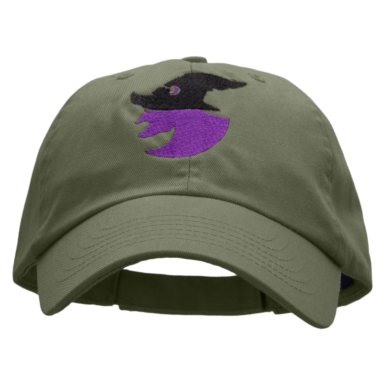 Witch Silhouette Low Profile Pet Spun Washed Cap - Olive OSFM