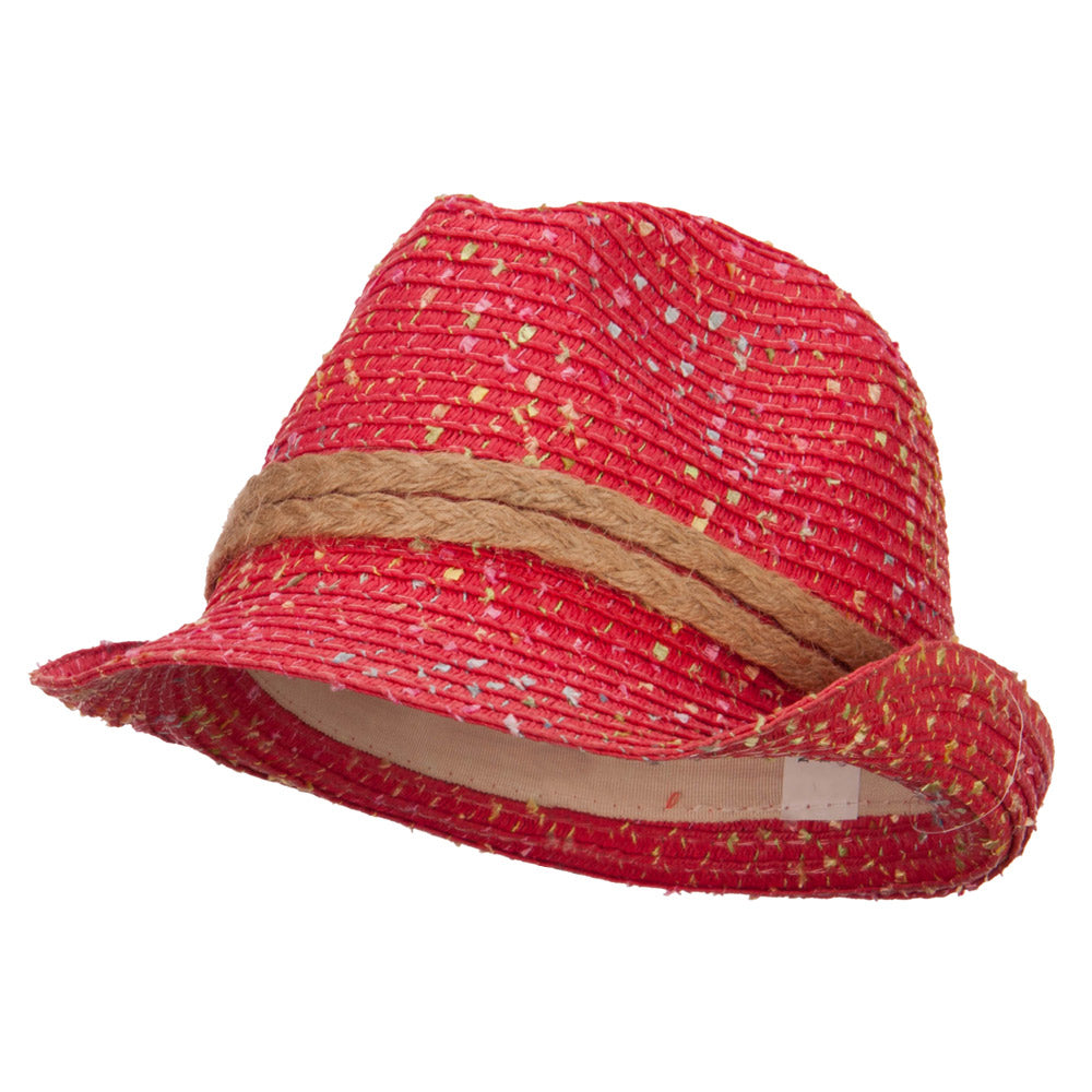 Girl&#039;s Multi Fleck Paper Braid Fedora - Fuchsia OSFM