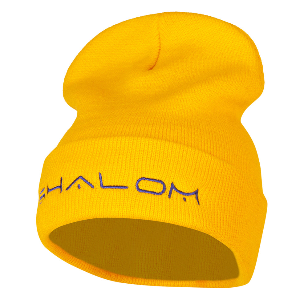 Shalom Embroidered Long Knitted Beanie - Yellow OSFM