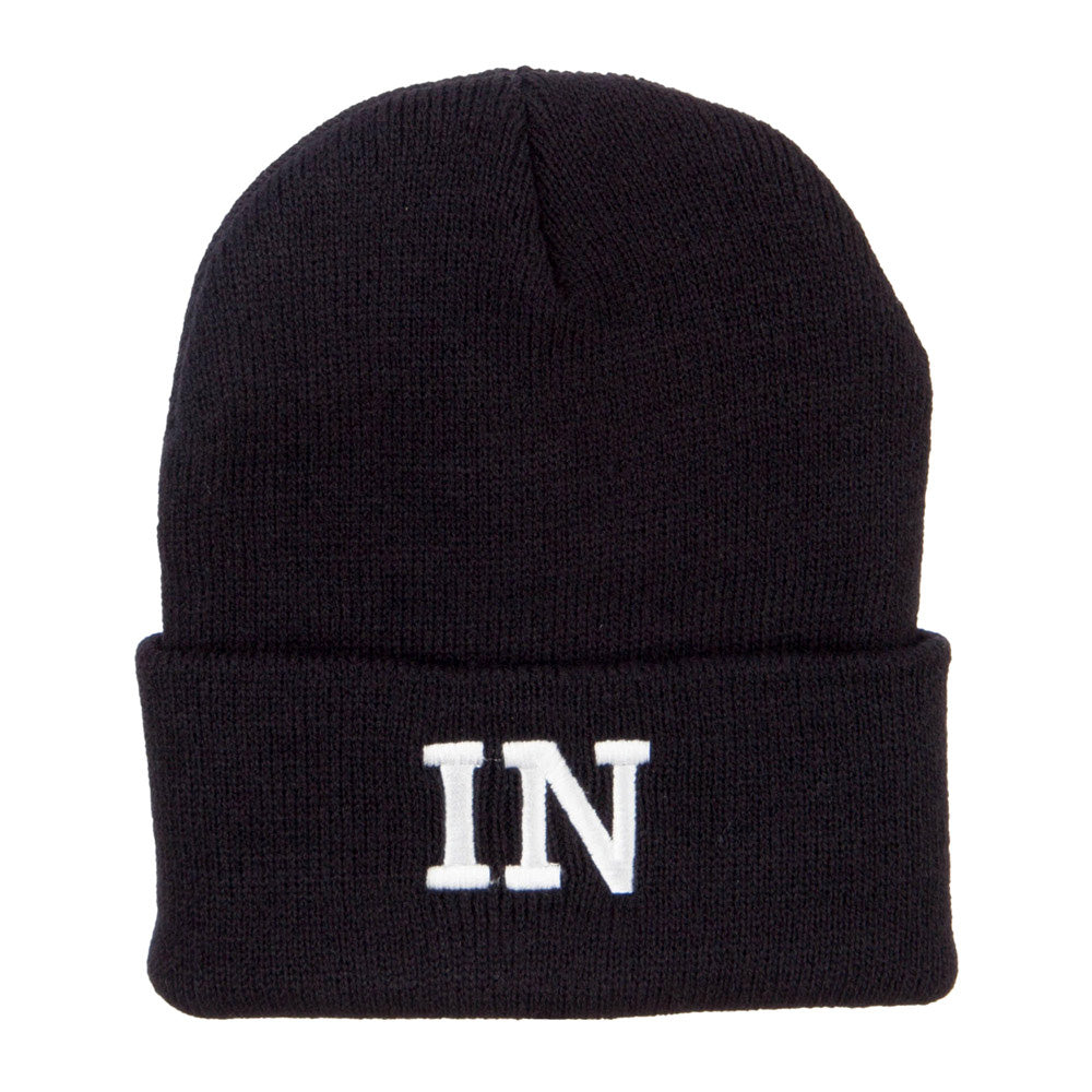 IN Indiana State Embroidered Long Beanie - Black OSFM