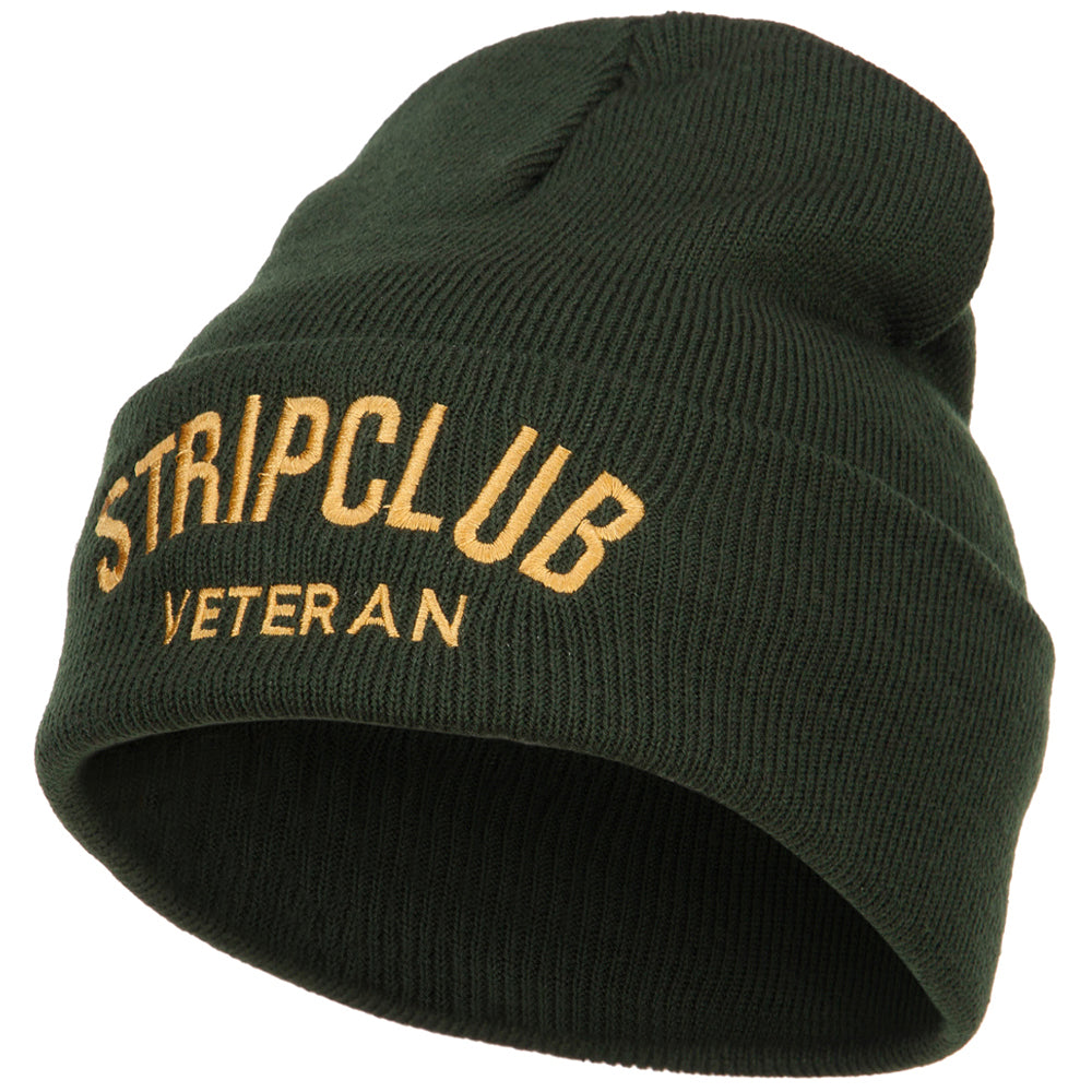 Stripclub Veteran Embroidered Long Beanie - Olive OSFM