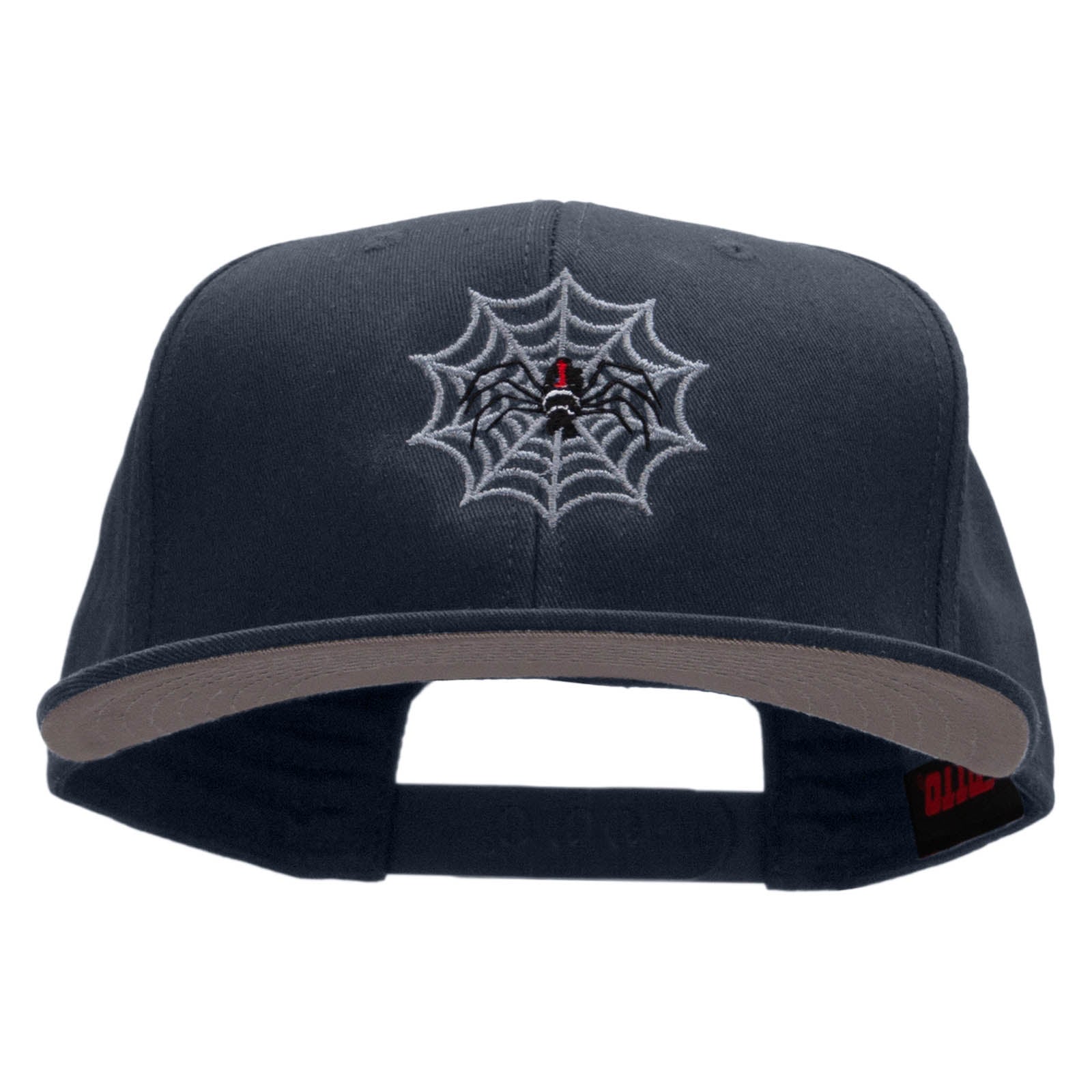 Black Widow Spider Web Embroidered Prostyle Snapback - Navy OSFM