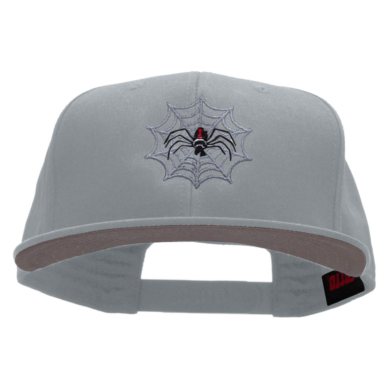 Black Widow Spider Web Embroidered Prostyle Snapback - Grey OSFM