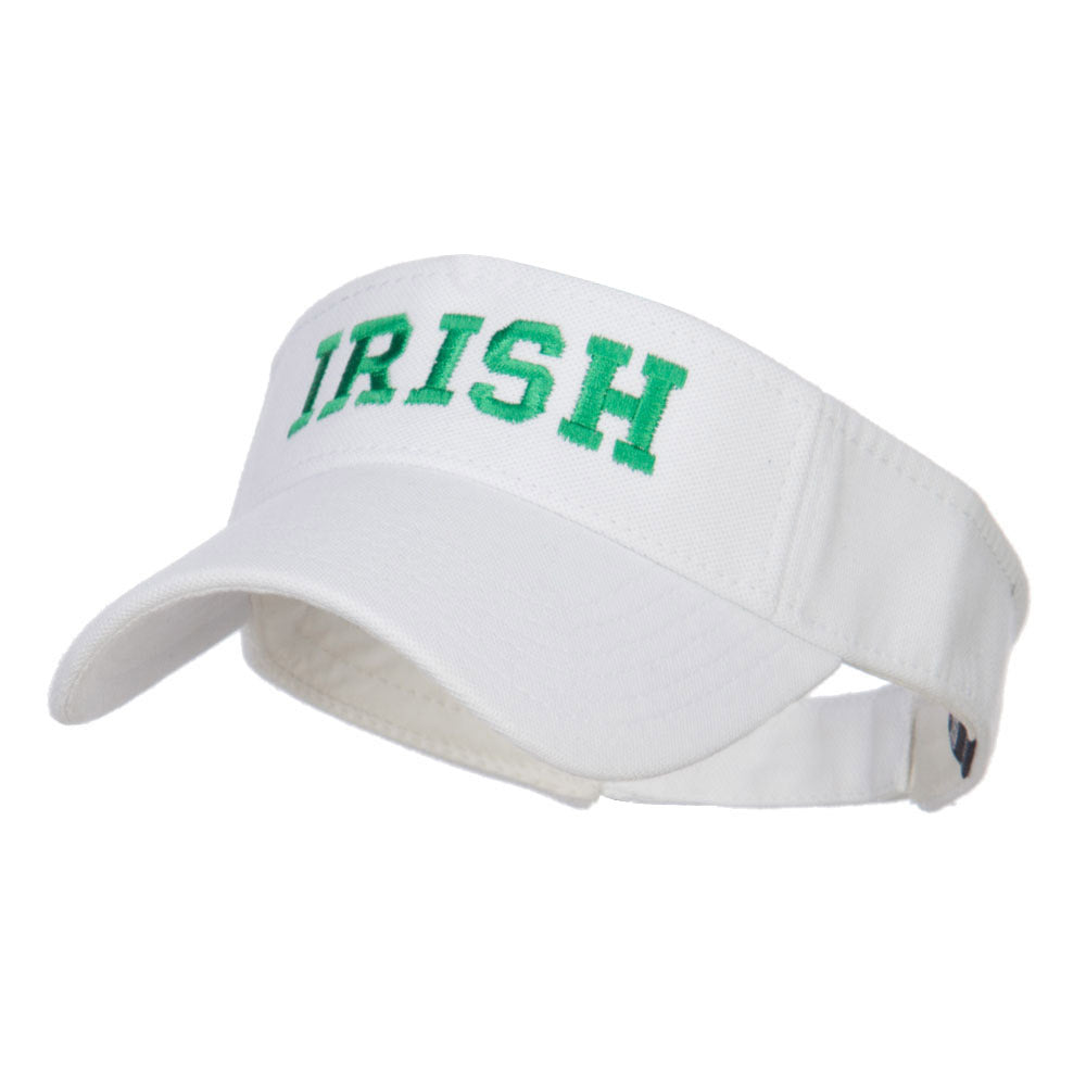 Irish Embroidered Cotton Knit Visor - White OSFM