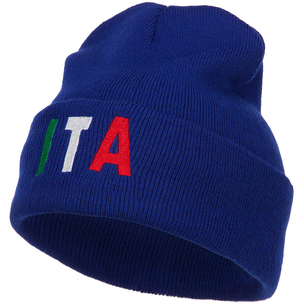 Italy ITA Flag Embroidered Long Beanie - Royal OSFM